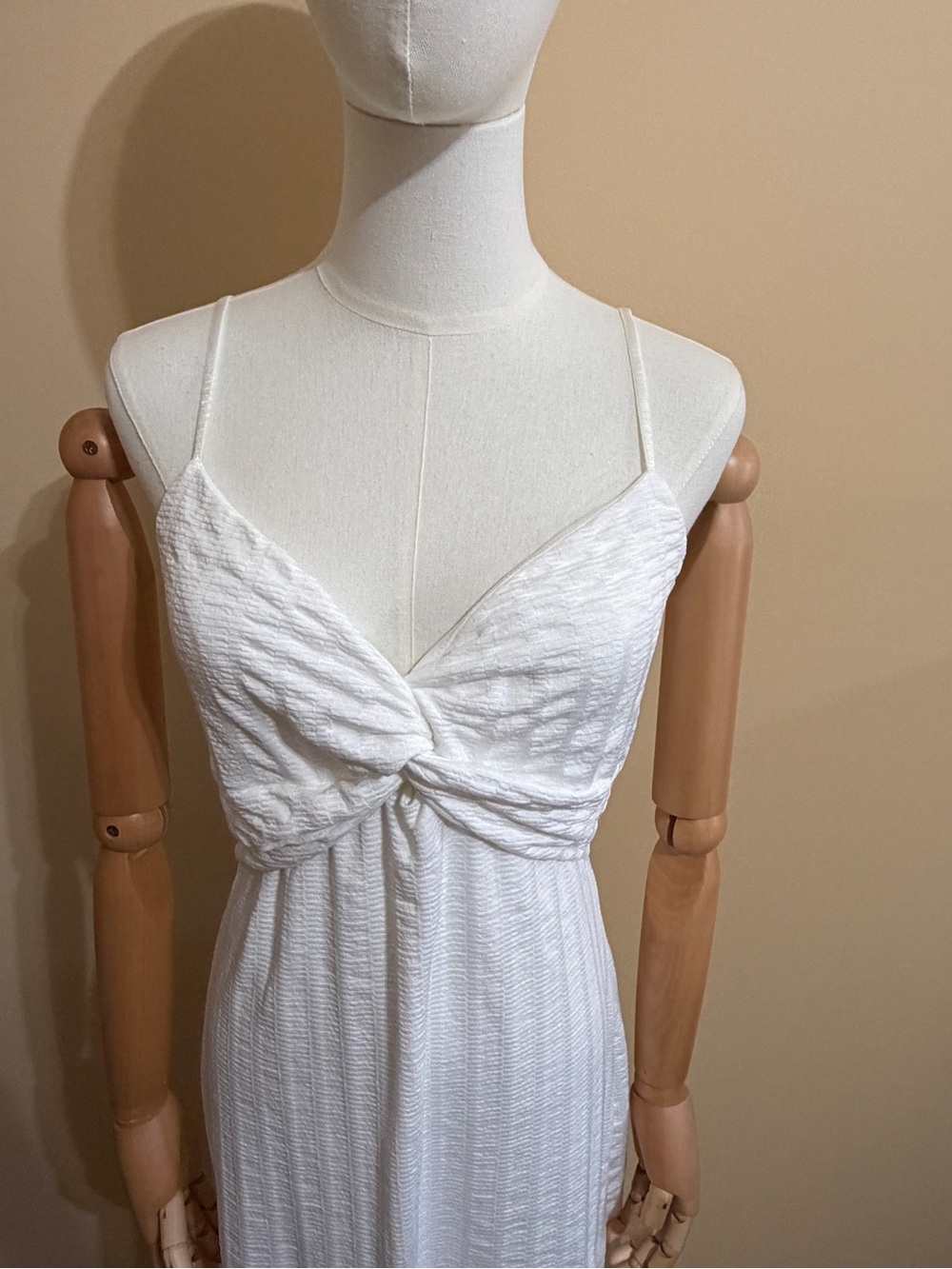 White Twist-Front Spaghetti Strap Maxi Dress - Picture 2 of 12